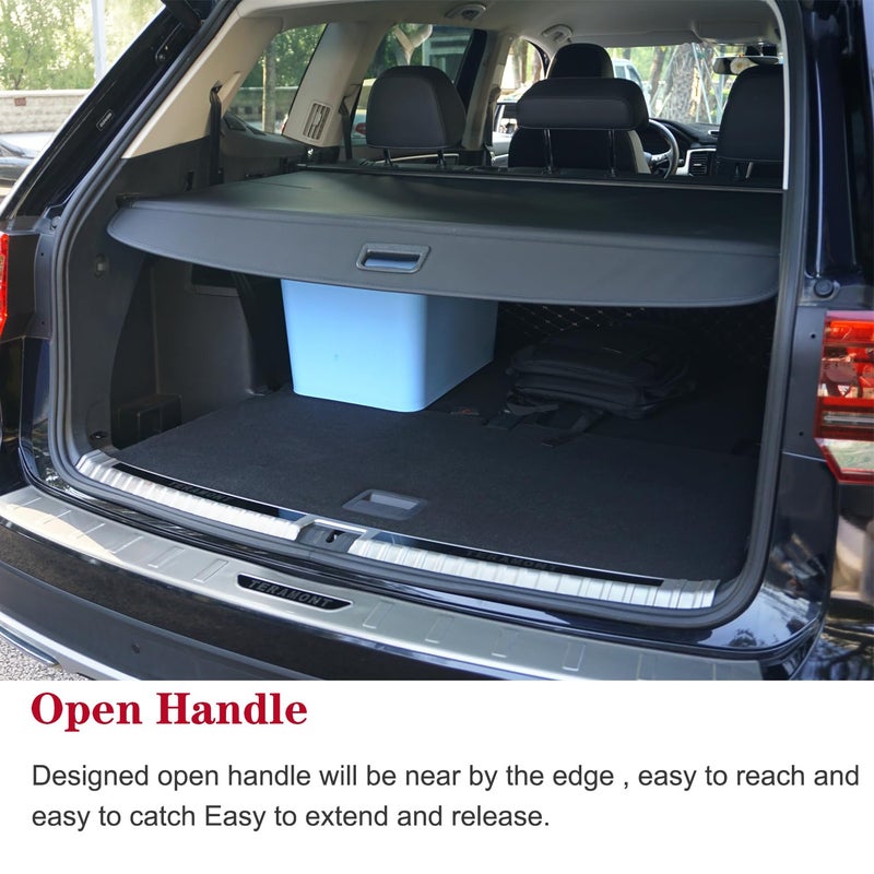 Vesul Retractable Rear Trunk Cargo Cover Compatible with VW Atlas 2018-2025 Security Shade Shield Tonneau Cover Anti-Peeping Luggage Privacy Screen (Not Fit Cross Sport) - Image 3